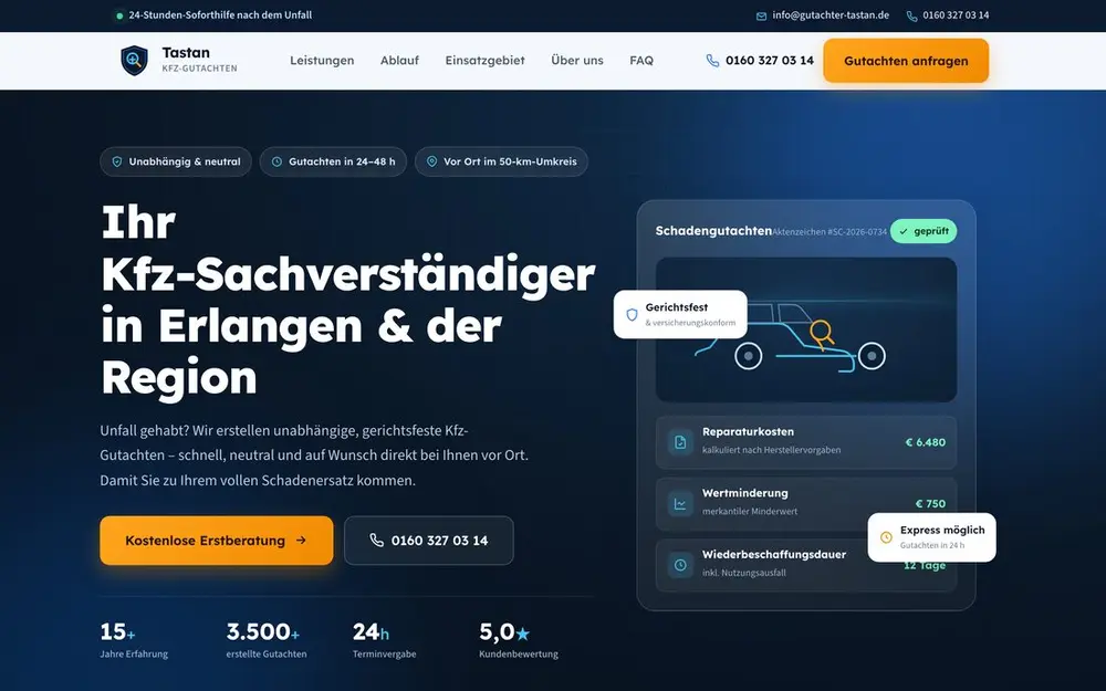 Startseite von Tastan Kfz-Gutachten
