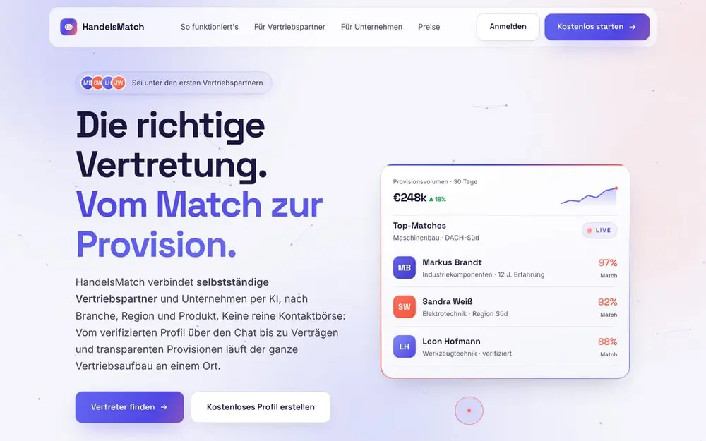 Startseite von HandelsMatch
