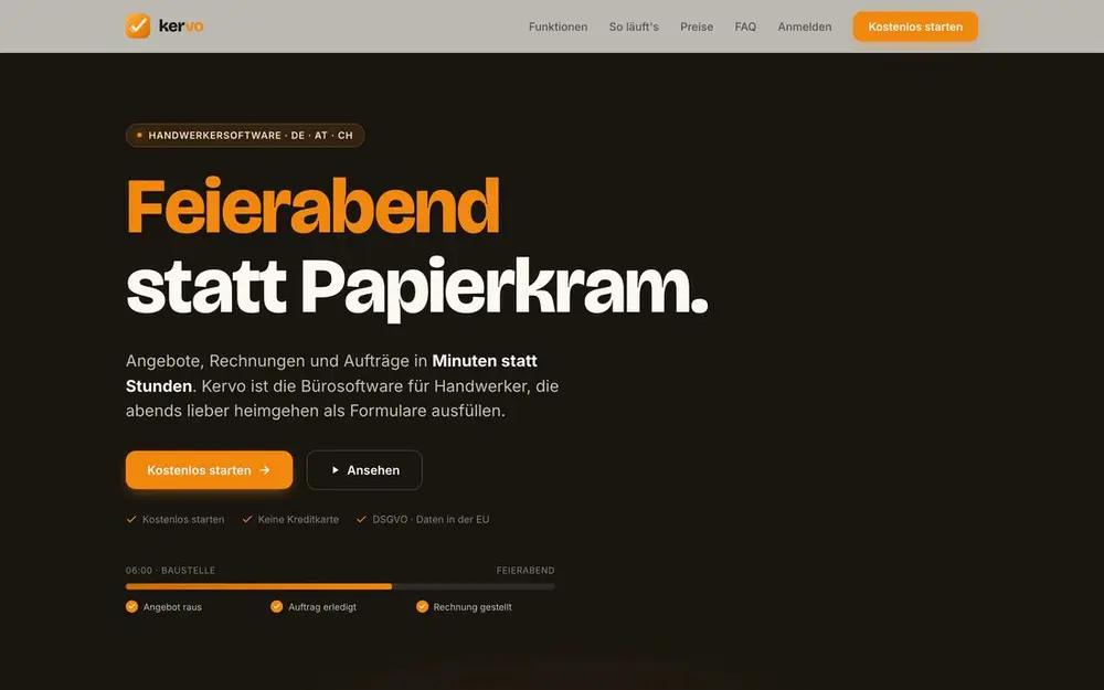 Startseite von Kervo