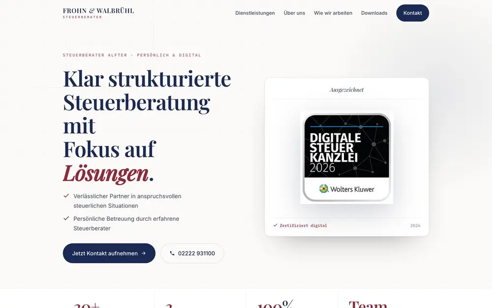 Startseite von Frohn & Walbrühl Steuerberater